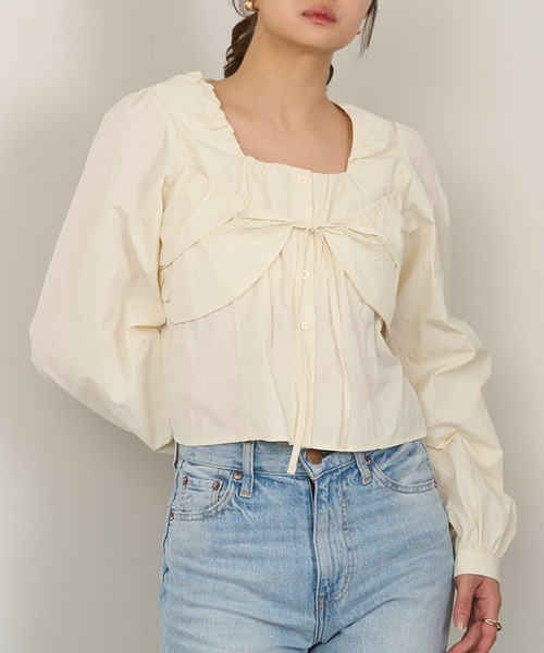 MAGASIN DE MODE Chou Chou(マガジンデモードシュシュ)の「【MAGASIN DE MODE Chou Chou】TNタフタ ビスチェレイヤード風ブラウス XNN(シャツ/ブラウス・レディース・ブラック/アイボリー/グレー・FREE)」の12枚目の写真