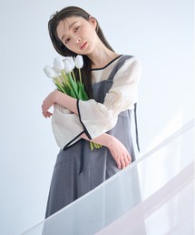 mysty woman | バイカラー7分袖ブラウス　320396(シャツ/ブラウス)