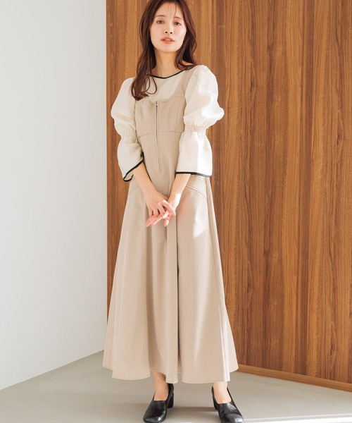 mysty woman（ミスティウーマン）の「バイカラー7分袖ブラウス　320396（シャツ/ブラウス・レディース・ブラック/アイボリー/グレイッシュブルー・FREE）」の4枚目の写真