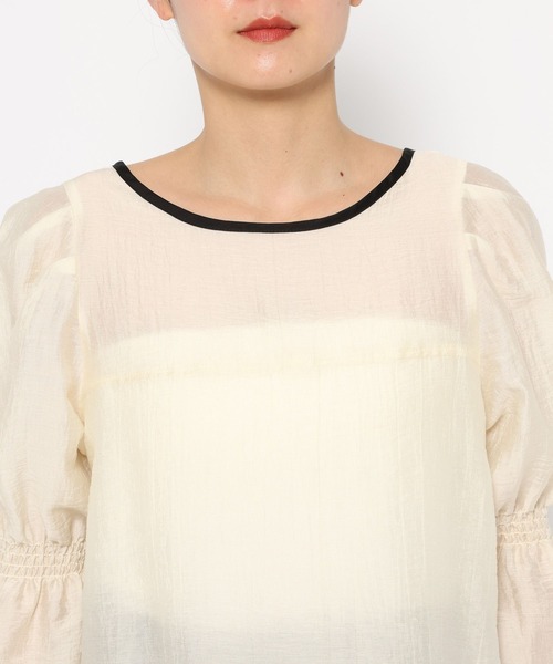 mysty woman（ミスティウーマン）の「バイカラー7分袖ブラウス　320396（シャツ/ブラウス・レディース・ブラック/アイボリー/グレイッシュブルー・FREE）」の11枚目の写真