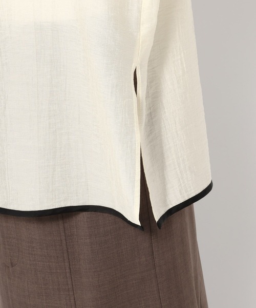 mysty woman（ミスティウーマン）の「バイカラー7分袖ブラウス　320396（シャツ/ブラウス・レディース・ブラック/アイボリー/グレイッシュブルー・FREE）」の13枚目の写真