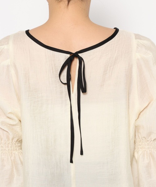 mysty woman（ミスティウーマン）の「バイカラー7分袖ブラウス　320396（シャツ/ブラウス・レディース・ブラック/アイボリー/グレイッシュブルー・FREE）」の14枚目の写真