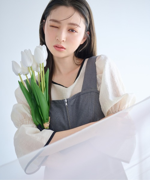 mysty woman（ミスティウーマン）の「バイカラー7分袖ブラウス　320396（シャツ/ブラウス・レディース・ブラック/アイボリー/グレイッシュブルー・FREE）」の21枚目の写真