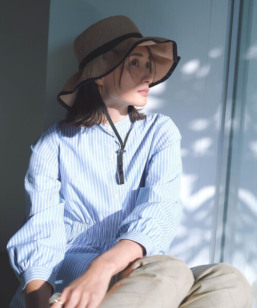 J.PRESS(ジェイプレス)の「【洗える・接触冷感・UVケア】エステネージュストライプ シャーリング ブラウス(シャツ/ブラウス・レディース・サックスブルー系1/ライトグレー系1/ブルー系1/ネイビー系3・T15/T13)」の7枚目の写真