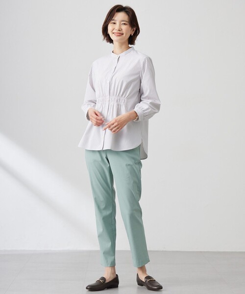 J.PRESS(ジェイプレス)の「【洗える・接触冷感・UVケア】エステネージュストライプ シャーリング ブラウス(シャツ/ブラウス・レディース・サックスブルー系1/ライトグレー系1/ブルー系1/ネイビー系3・T15/T13)」の13枚目の写真