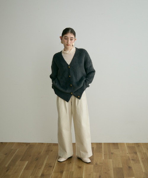 Crisp（クリスプ）の「【ZOZO限定】シャギーオーバーニットカーディガン（カーディガン/ボレロ・レディース・アイボリー/ブラウン/ベージュ/ダークグレー・FREE）」の5枚目の写真