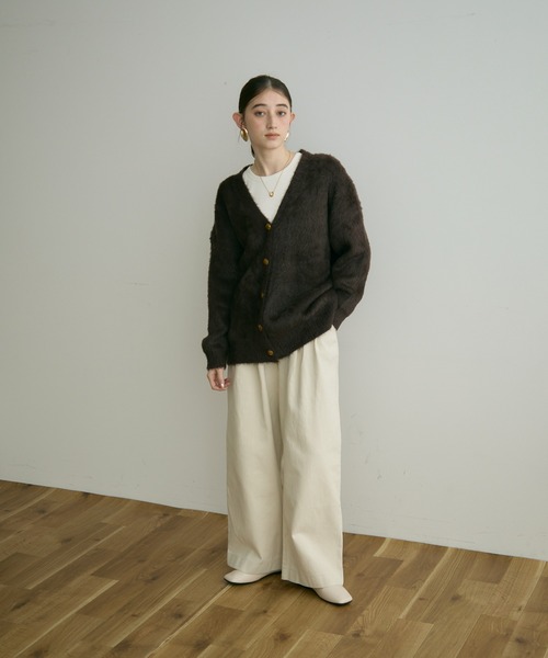 Crisp（クリスプ）の「【ZOZO限定】シャギーオーバーニットカーディガン（カーディガン/ボレロ・レディース・アイボリー/ブラウン/ベージュ/ダークグレー・FREE）」の9枚目の写真