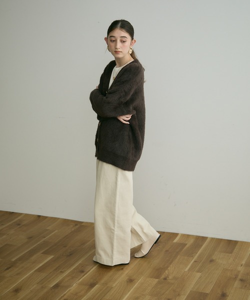 Crisp（クリスプ）の「【ZOZO限定】シャギーオーバーニットカーディガン（カーディガン/ボレロ・レディース・アイボリー/ブラウン/ベージュ/ダークグレー・FREE）」の10枚目の写真