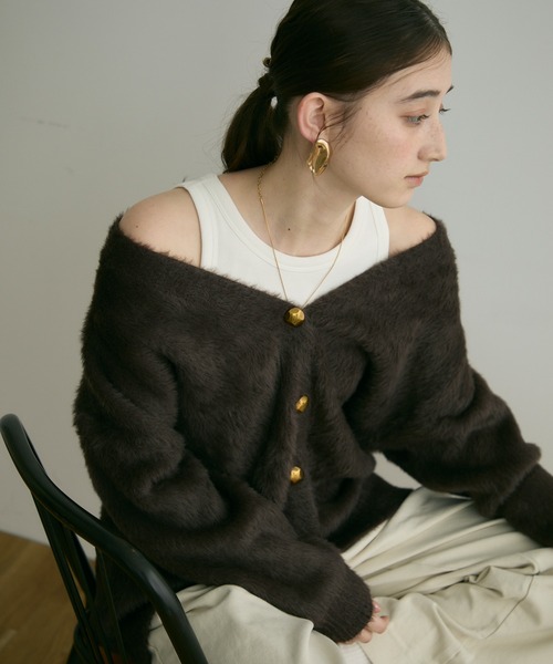 Crisp（クリスプ）の「【ZOZO限定】シャギーオーバーニットカーディガン（カーディガン/ボレロ・レディース・アイボリー/ブラウン/ベージュ/ダークグレー・FREE）」の15枚目の写真