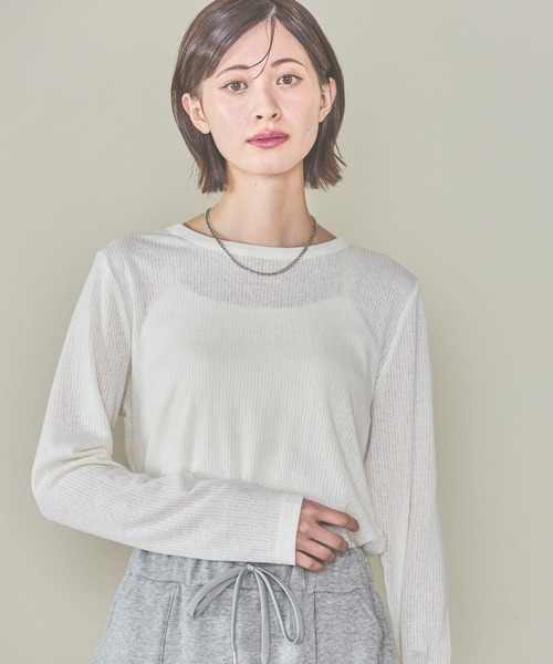 LAKOLE(ラコレ)の「シアーテレコ長袖T / 291829(Tシャツ/カットソー・レディース・イエロー/オフホワイト/ブラック/グレー・FREE)」の13枚目の写真