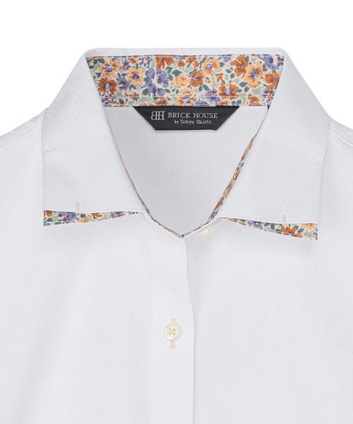 TOKYO SHIRTS(トウキョウシャツ)の「透け防止 形態安定ノーアイロン ワイド 長袖ビジネスワイシャツ(ビジネスシャツ・レディース・ブルー/ホワイト・M/LL/XL/L/S)」の4枚目の写真