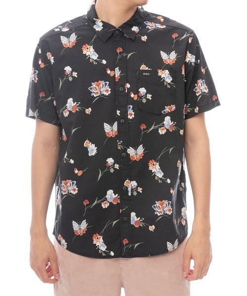 RVCA(ルーカ)の「RVCA メンズ MORNING GLORY SS 半袖シャツ 【2025年春夏モデル】ルーカ総柄半袖シャツ(シャツ/ブラウス・メンズ・ブルー系その他/ブラック系その他・X-LARGE/LARGE/MEDIUM/SMALL)」の2枚目の写真
