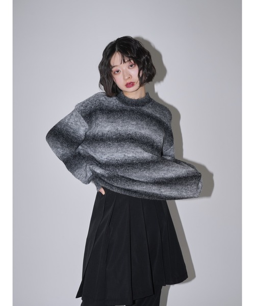 【最高デザイン☆即完売XL】シュプリーム 刺繍ロゴ グラデーションニットセーター セール】ボーダー グラデーション ニット オーバーサイズ（ニット