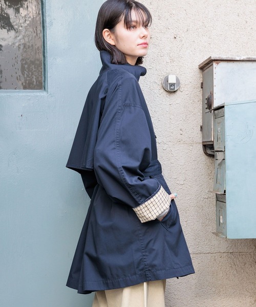 niko and...（ニコアンド）の「スタンドトレンチコート（トレンチコート・レディース・ネイビー/ベージュ/カーキ・FREE）」の14枚目の写真