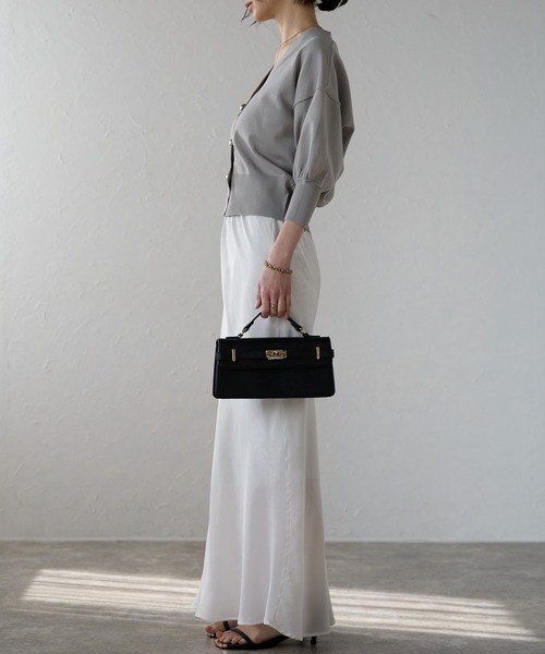 each（イーチ）の「ゴールドボタンスポンディツシュVネックカーデ（カーディガン/ボレロ・レディース・ネイビー/グレー/グリーン/ホワイト/ブラウン・FREE）」の18枚目の写真