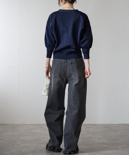 each（イーチ）の「ゴールドボタンスポンディツシュVネックカーデ（カーディガン/ボレロ・レディース・ネイビー/グレー/グリーン/ホワイト/ブラウン・FREE）」の15枚目の写真