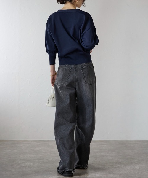 each（イーチ）の「ゴールドボタンスポンディツシュVネックカーデ（カーディガン/ボレロ・レディース・ネイビー/グレー/グリーン/ホワイト/ブラウン・FREE）」の12枚目の写真