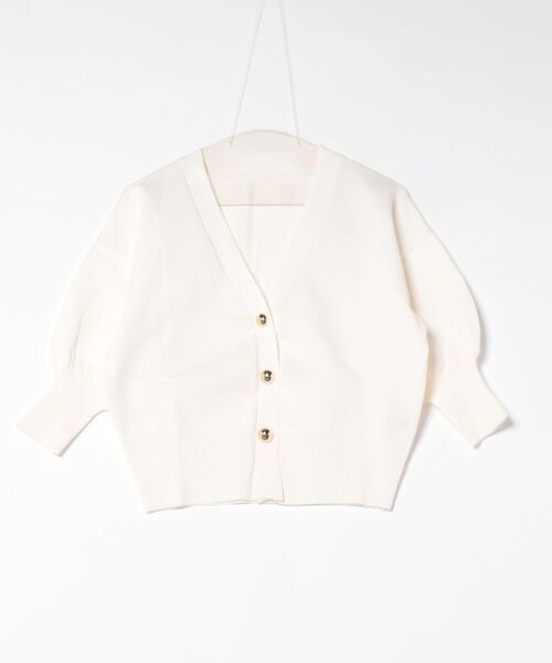 each（イーチ）の「ゴールドボタンスポンディツシュVネックカーデ（カーディガン/ボレロ・レディース・ネイビー/グレー/グリーン/ホワイト/ブラウン・FREE）」の6枚目の写真