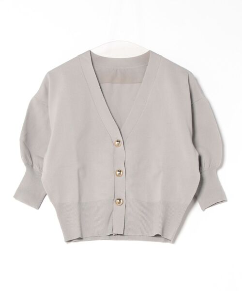 each（イーチ）の「ゴールドボタンスポンディツシュVネックカーデ（カーディガン/ボレロ・レディース・ネイビー/グレー/グリーン/ホワイト/ブラウン・FREE）」の7枚目の写真