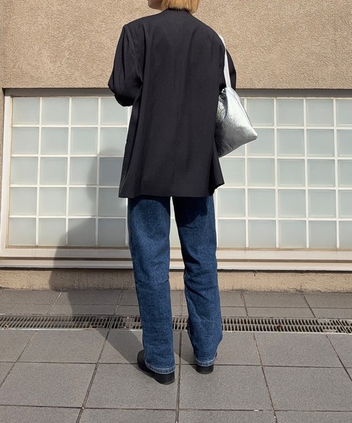 セール】ノーカラーツイルジャケット（ノーカラージャケット