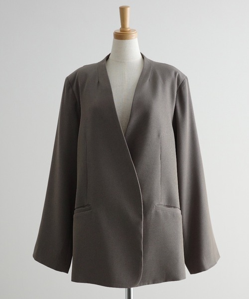 ノーカラーツイルジャケット（ノーカラージャケット）｜meilmada