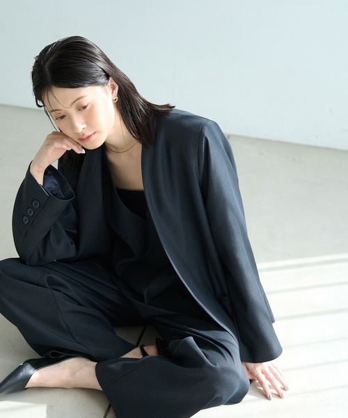 meilmada（メイルマダ）の「ノーカラーツイルジャケット（ノーカラージャケット・レディース・ベージュ/ネイビー/グレー/ネイビー系1/ベージュ系1・FREE）」の11枚目の写真