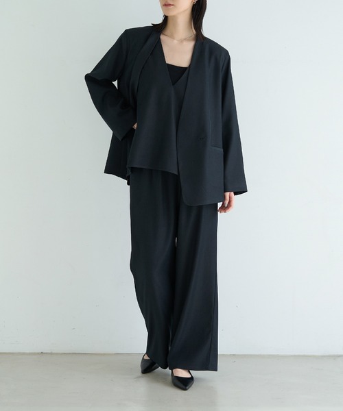 meilmada（メイルマダ）の「ノーカラーツイルジャケット（ノーカラージャケット・レディース・ベージュ/ネイビー/グレー/ネイビー系1/ベージュ系1・FREE）」の12枚目の写真