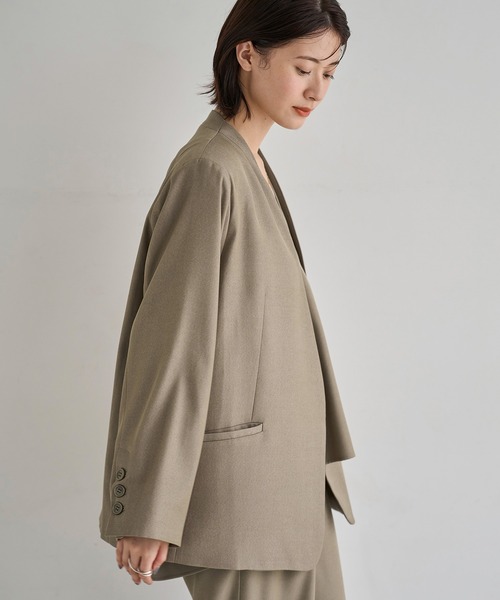 meilmada（メイルマダ）の「ノーカラーツイルジャケット（ノーカラージャケット・レディース・ベージュ/ネイビー/グレー/ネイビー系1/ベージュ系1・FREE）」の21枚目の写真