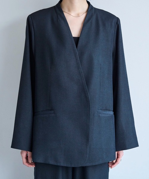 meilmada ノーカラーツイルジャケット　mさま専用 meilmada ジャケット ノーカラージャケット ノーカラーツイル