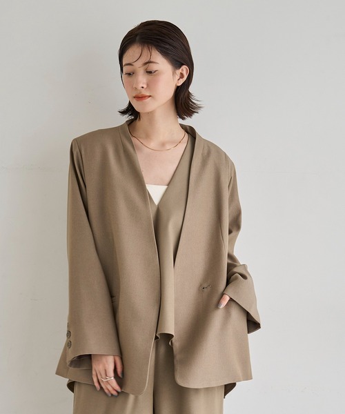 meilmada ノーカラーツイルジャケット　mさま専用 ノーカラーツイルジャケット（ノーカラージャケット）｜meilmada