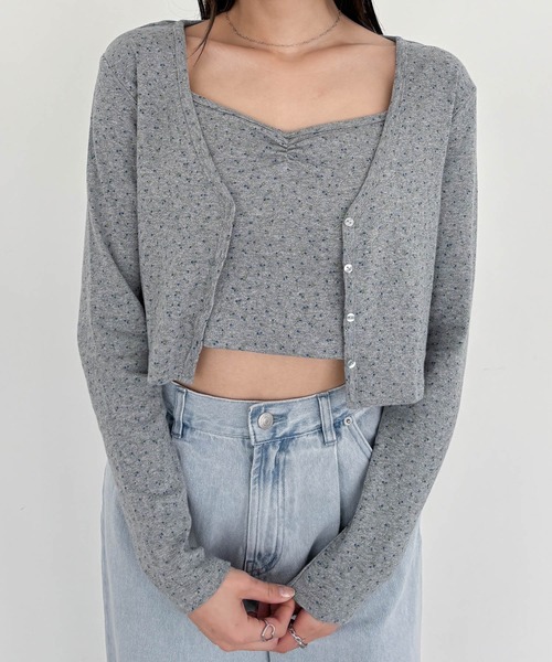 Heather（ヘザー）の「花柄カーディガン/キャミ2P　327078（アンサンブル・レディース・ホワイト系その他/グレー系その他/ブラック系その他・FREE）」の3枚目の写真