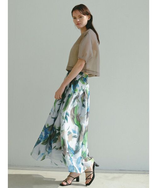 ELENDEEK（エレンディーク）の「ペインティングパターンフレアスカート（スカート・レディース・グリーン/ブラック・01/02）」の7枚目の写真