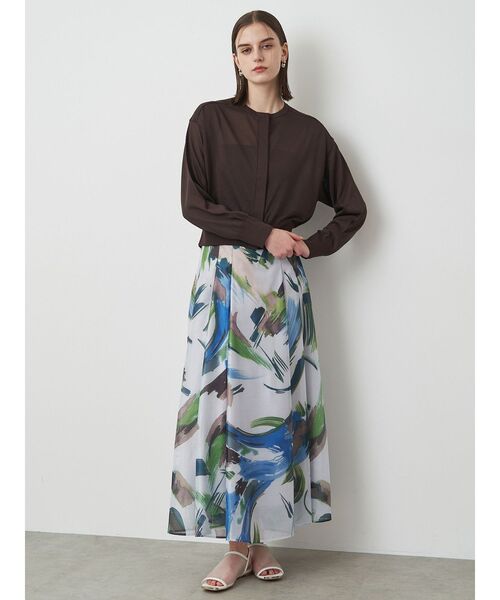 ELENDEEK（エレンディーク）の「ペインティングパターンフレアスカート（スカート・レディース・グリーン/ブラック・01/02）」の8枚目の写真