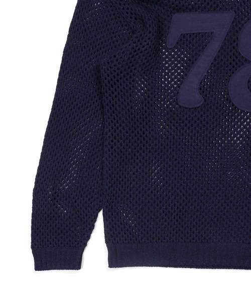 セール】[INDIGO LABEL] INDIGO MESH NUMBERING V NECK KNIT