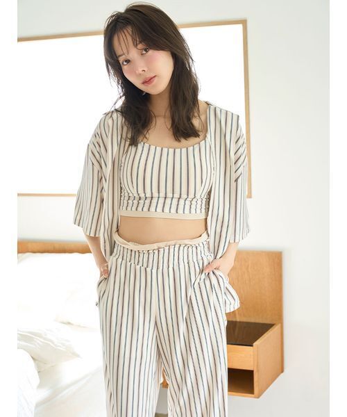 【新品未開封】SNIDELHOME/ストライプカット開襟シャツ セットアップ セール】ストライプカット開襟シャツ（ルームウェア/パジャマ