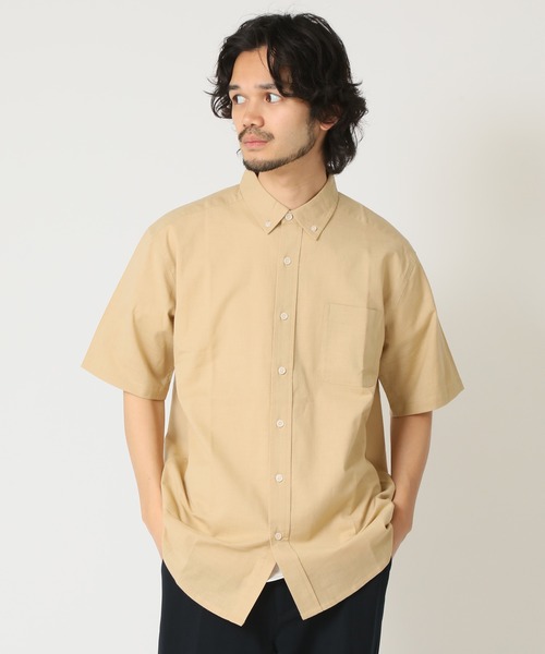 ARCADE(アーケード)の「通気性、吸水性の良い インド綿 コットン100% 半袖 ボタンダウンシャツ(シャツ/ブラウス・メンズ・ベージュ/ネイビー/オレンジ/ホワイト/ブルー・M/L/LL)」の3枚目の写真