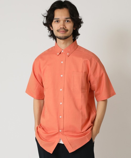 ARCADE(アーケード)の「通気性、吸水性の良い インド綿 コットン100% 半袖 ボタンダウンシャツ(シャツ/ブラウス・メンズ・ベージュ/ネイビー/オレンジ/ホワイト/ブルー・M/L/LL)」の12枚目の写真