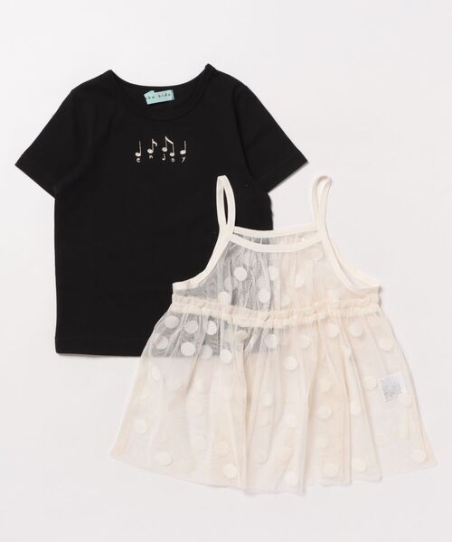 HAKKA KIDS（ハッカキッズ）の「キャミチュニックTシャツセット（Tシャツ/カットソー・キッズ・サックスブルー/オフホワイト・100cm/110cm/120cm/130cm）」の2枚目の写真