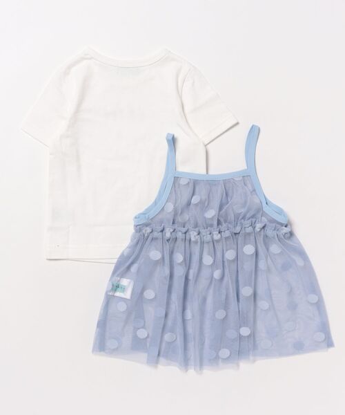 HAKKA KIDS（ハッカキッズ）の「キャミチュニックTシャツセット（Tシャツ/カットソー・キッズ・サックスブルー/オフホワイト・100cm/110cm/120cm/130cm）」の3枚目の写真
