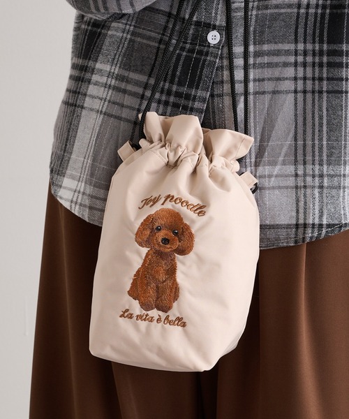 セール】【SETUP7】アニマル刺繍コードショルダーバッグ 犬・猫