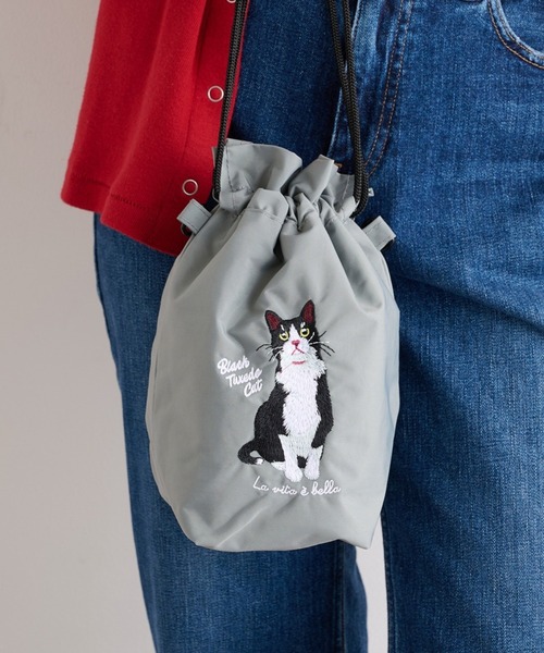 SETUP7(セットアップセブン)の「【SETUP7】アニマル刺繍コードショルダーバッグ 犬・猫 ミヌエット/ベンガル/ラグドール/コーイケル/ブルドッグ/シュナウザー/シバイヌ/ハチワレ/トイプー SNBD(ショルダーバッグ・レディース・グリーン/ダークグレー/ベージュ/ネイビー/ブルー/グレー/ブルー系その他/ベージュ系1/グレー系その他/カーキ/バーガンディー・FREE)」の4枚目の写真