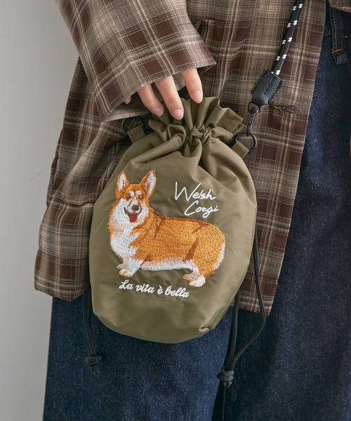 SETUP7(セットアップセブン)の「【SETUP7】アニマル刺繍コードショルダーバッグ 犬・猫 ミヌエット/ベンガル/ラグドール/コーイケル/ブルドッグ/シュナウザー/シバイヌ/ハチワレ/トイプー SNBD(ショルダーバッグ・レディース・グリーン/ダークグレー/ベージュ/ネイビー/ブルー/グレー/ブルー系その他/ベージュ系1/グレー系その他/カーキ/バーガンディー・FREE)」の6枚目の写真