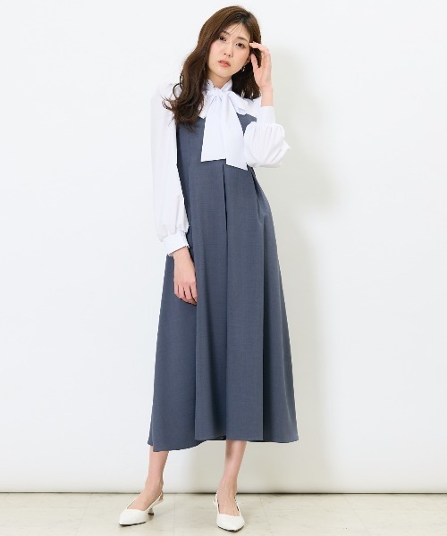 セール】ヨーク切替リボンタイワンピース（ワンピース）｜AND COUTURE