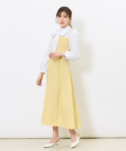 AND COUTURE（アンドクチュール）の「ヨーク切替リボンタイワンピース（ワンピース・レディース・ネイビー/チャコールグレー/イエロー・FREE）」の3枚目の写真