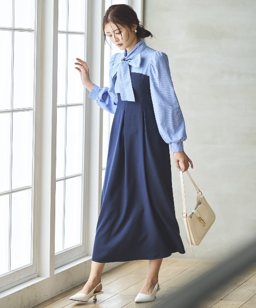 セール】ヨーク切替リボンタイワンピース（ワンピース）｜AND COUTURE