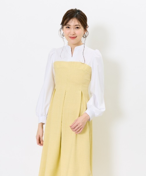 AND COUTURE（アンドクチュール）の「ヨーク切替リボンタイワンピース（ワンピース・レディース・ネイビー/チャコールグレー/イエロー・FREE）」の17枚目の写真