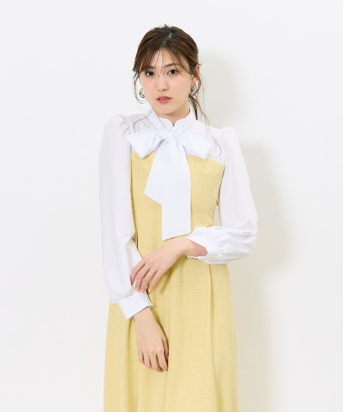 AND COUTURE（アンドクチュール）の「ヨーク切替リボンタイワンピース（ワンピース・レディース・ネイビー/チャコールグレー/イエロー・FREE）」の20枚目の写真