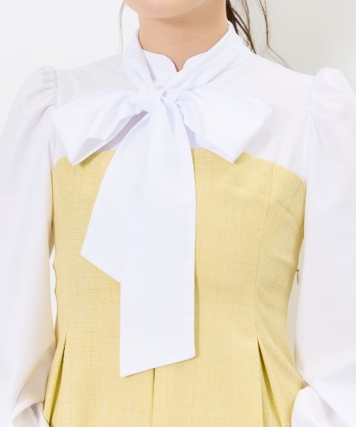 AND COUTURE（アンドクチュール）の「ヨーク切替リボンタイワンピース（ワンピース・レディース・ネイビー/チャコールグレー/イエロー・FREE）」の21枚目の写真