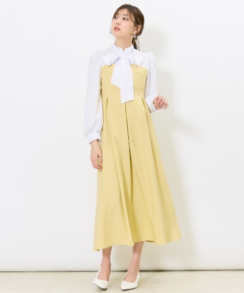 AND COUTURE（アンドクチュール）の「ヨーク切替リボンタイワンピース（ワンピース・レディース・ネイビー/チャコールグレー/イエロー・FREE）」の19枚目の写真
