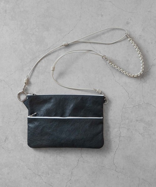 【 SENTI 】Dyneema(R) Leather W ZIP POUCH LL 超軽量ダイニーマレザーダブルジップポーチLL 3034